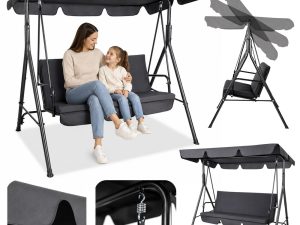 Vrtna ljuljačka za 3 osobe sa 2 jastuka/madraca Cushions - siva