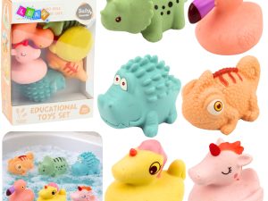 Set of educational rubber animals for bathing, pastel games, 6 pcs.