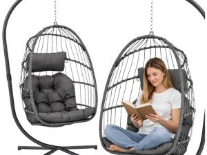 Viseća stolica jaje s jastucima Cocoon - siva