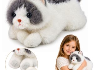 Plush Persian Cat Mascot Cuddly Toy Weighted Paws Gray White 50cm