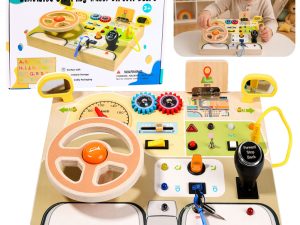 Interactive Manipulative Educational Wooden Steering Wheel Key Board