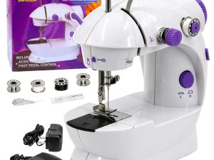 Mini Sewing Machine LED Light Portable 2 Modes Accessories Foot Pedal