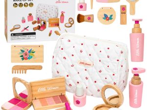 Wooden Beauty Set For Girls With White Cosmetic Bag 17 Pieces